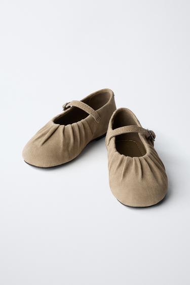 BALLERINES EN CUIR - Gris taupe de Zara - Image 3