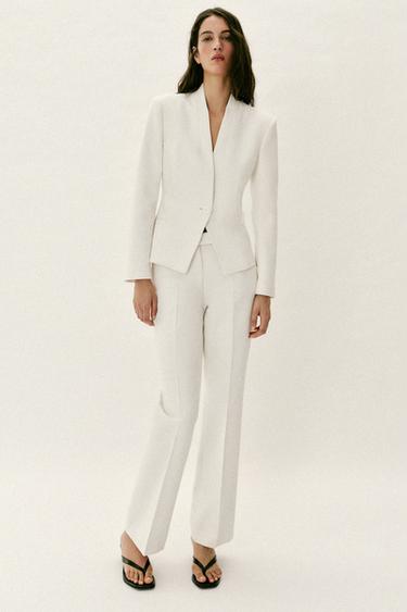 TAILORED BLAZER WITH SHOULDER PADS - Ecru by Zara