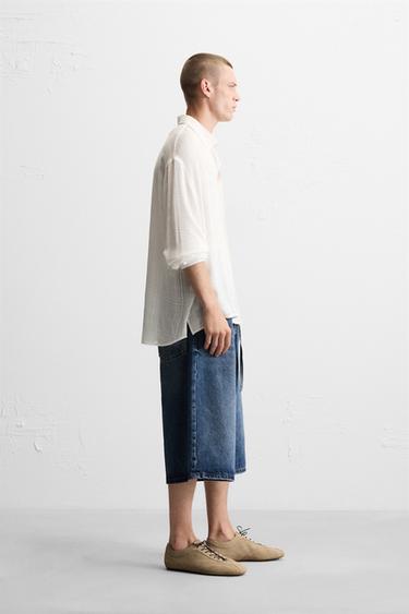 CHEMISE JACQUARD À CARREAUX - Blanc cassé de Zara - Image 3