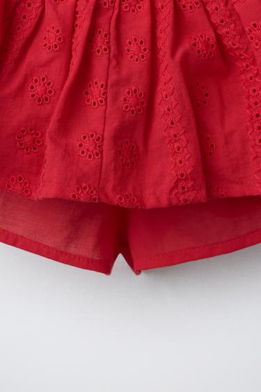 JUPE-SHORT SCHIFFLY À VOLANTS - Rouge de Zara - Image 3