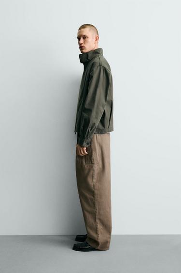 CROPPED FIT ZIP-UP JACKET - Khaki by Zara - Image 3