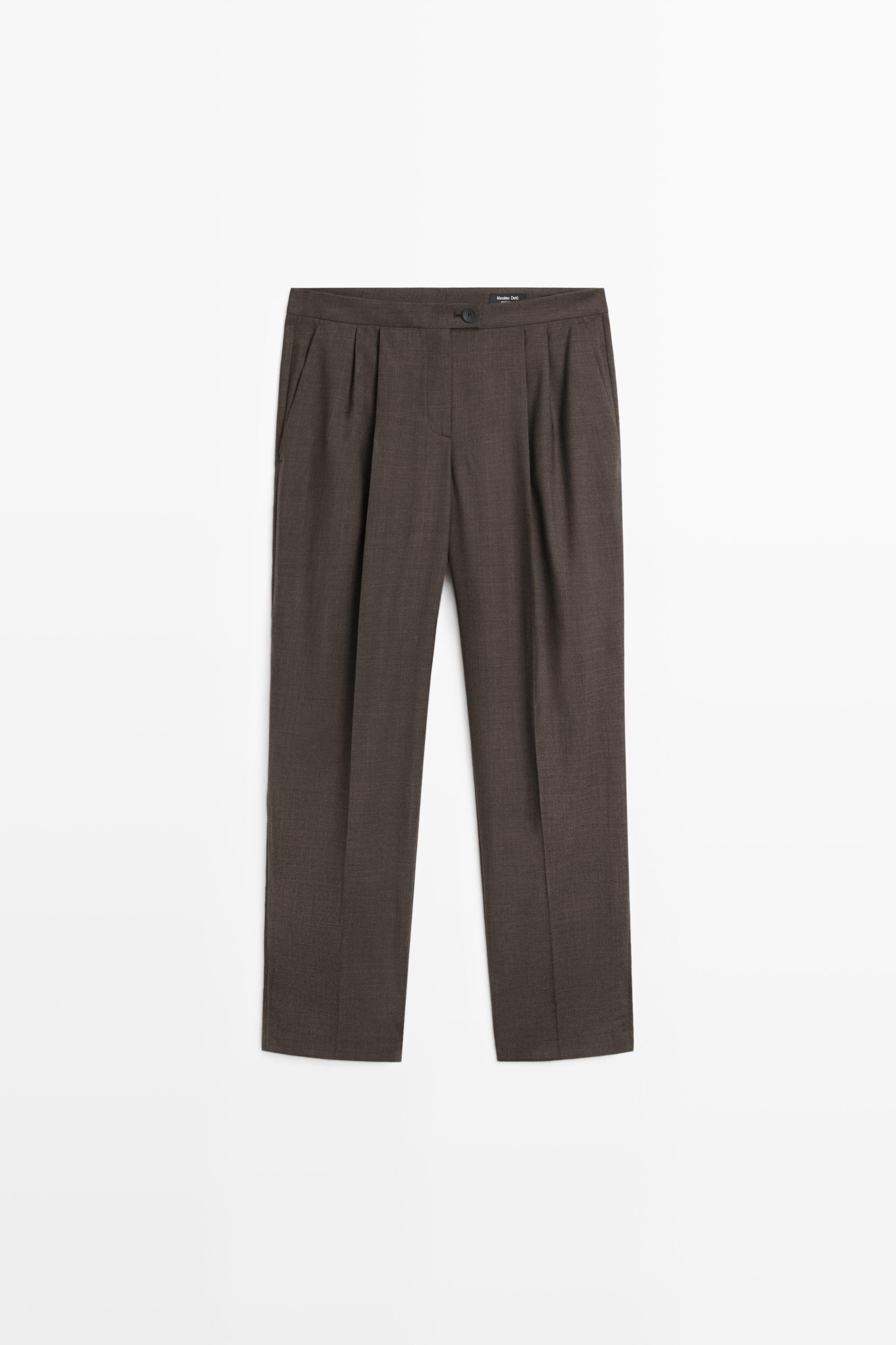 Pantalon plissé 100 % laine froide