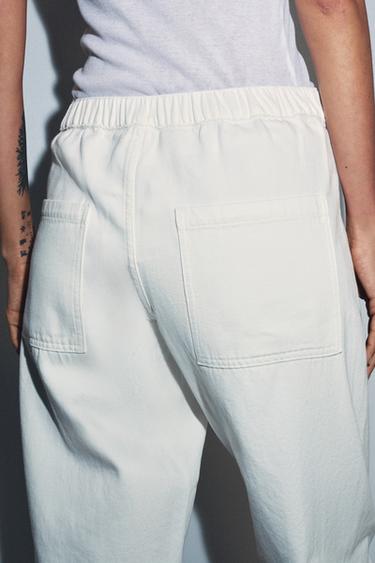 PANTALON DENIM BARREL POCHES ZW COLLECTION - Blanc de Zara - Image 2