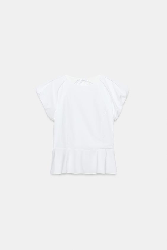 TOP PEPLUM EN POPELINE - Blanc de Zara - Image 5