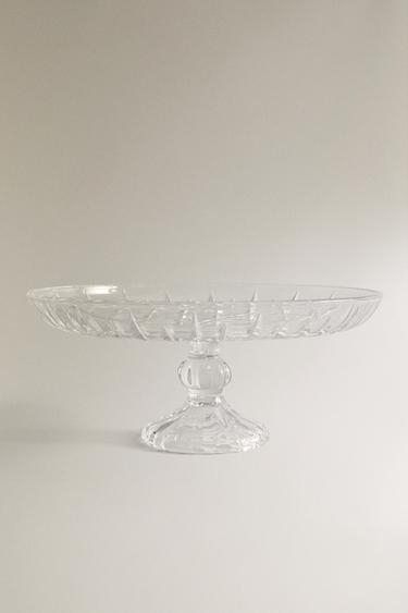 Zara RAISED GLASS SERVING DISH WITH DIAMOND DESIGN - 990