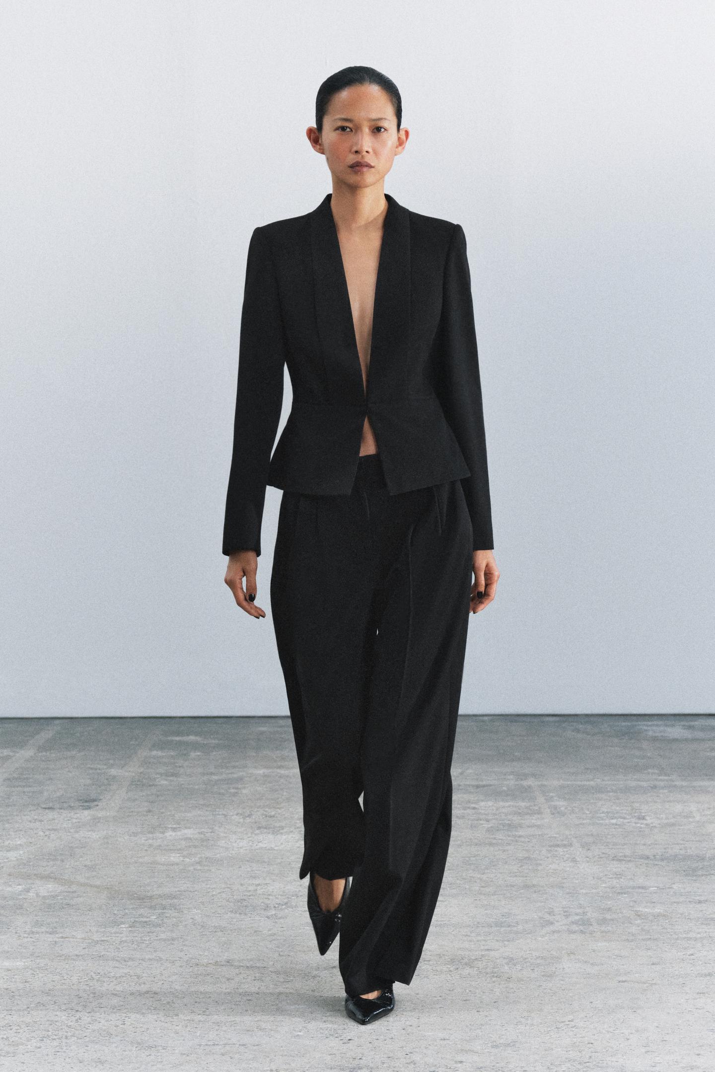 Женский пиджак Zara ZW Collection Tailored Blazer, цвет: Чёрный