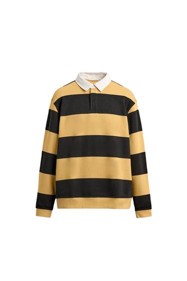 RUGBY SHIRT WITH CONTRAST COLLAR - Brown / Ecru by Zara - Image 0