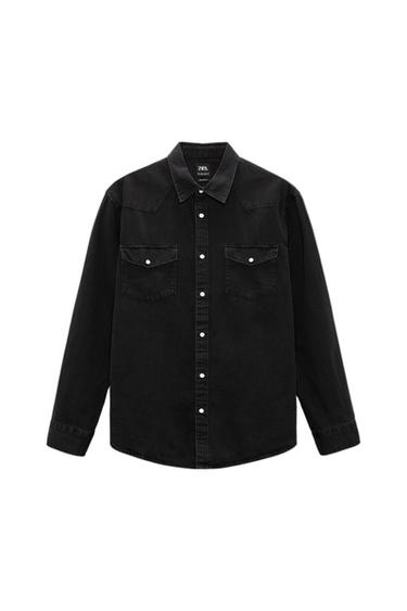 TOPSTITCHED DENIM SHIRT