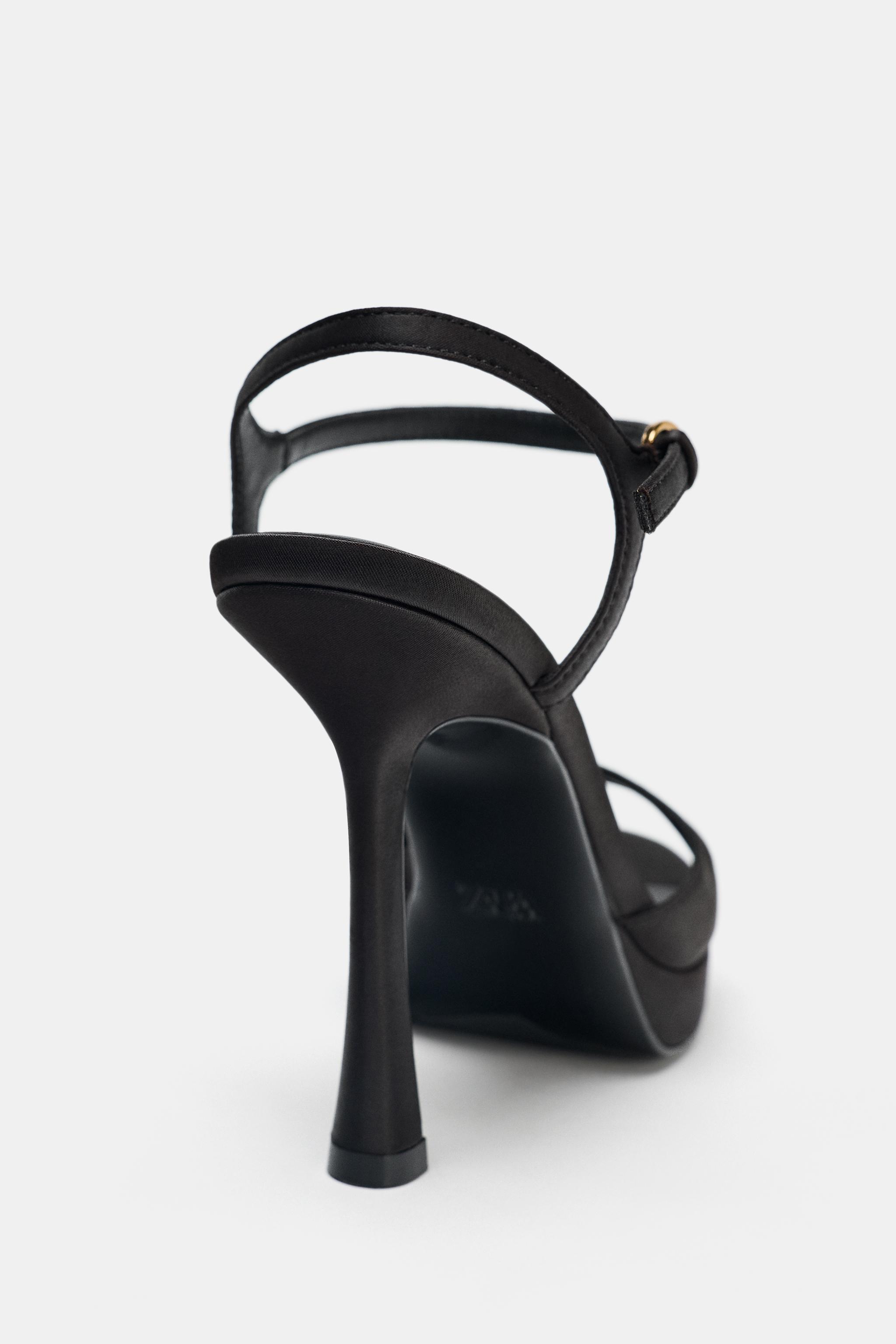 SANDALES À TALONS EFFET SATINÉ