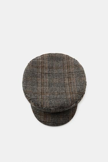 CHECK NAUTICAL CAP WITH WOOL - Grey by Zara