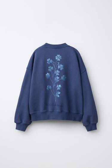 SWEAT IMPRIMÉ FLEURS - Bleu de Zara - Image 1