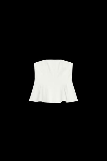 Zara PEPLUM BANDEAU TOP - White - Image 0
