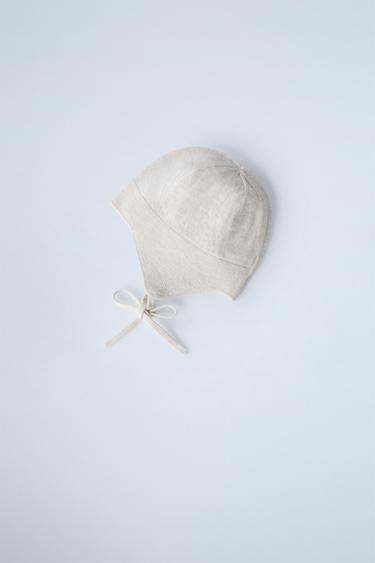 COTTON AND SILK BONNET - Mid-ecru by Zara - Image 3