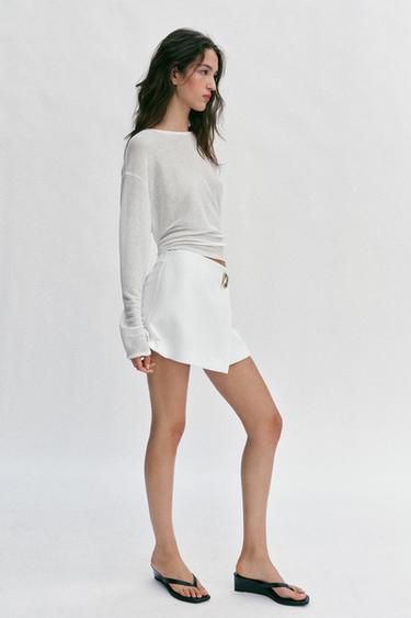 ASYMMETRIC APPLIQUÉ SKORT - Oyster-white by Zara - Image 3
