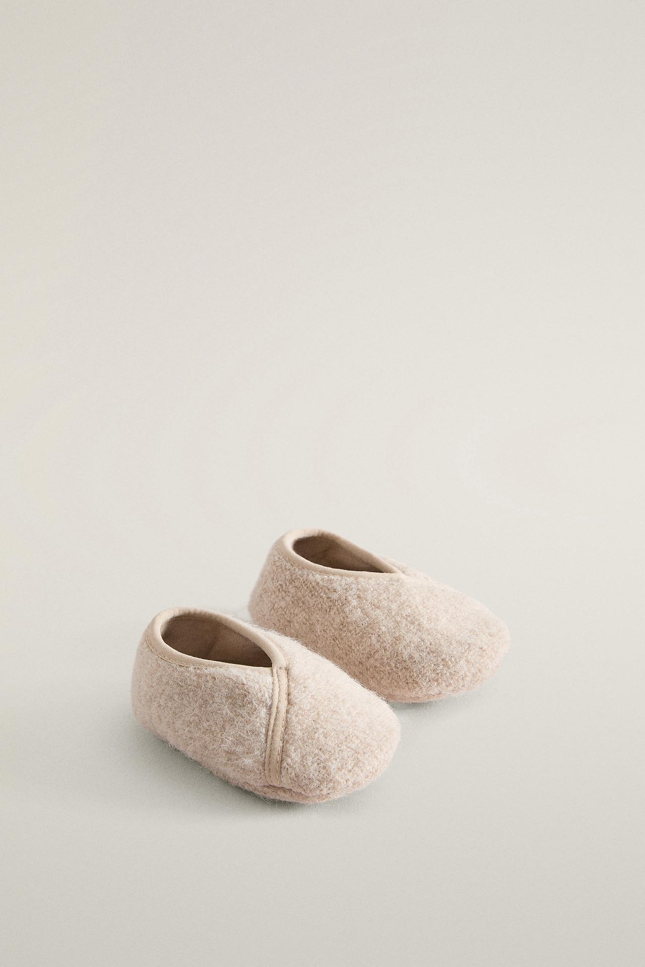WOOL-EFFECT CRISS-CROSS BOOTIES — Beige