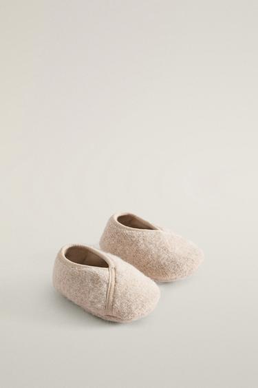 WOOL-EFFECT CRISS-CROSS BOOTIES — Beige 2