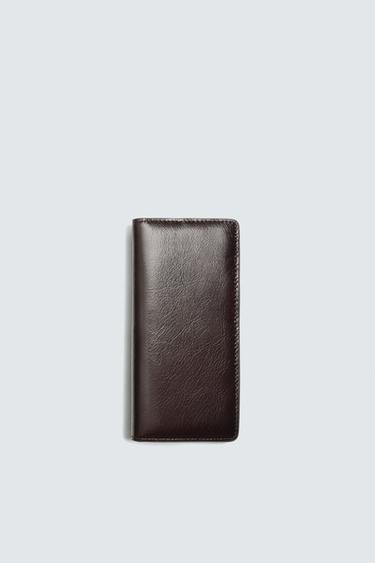 LEATHER XL WALLET - Brown by Zara