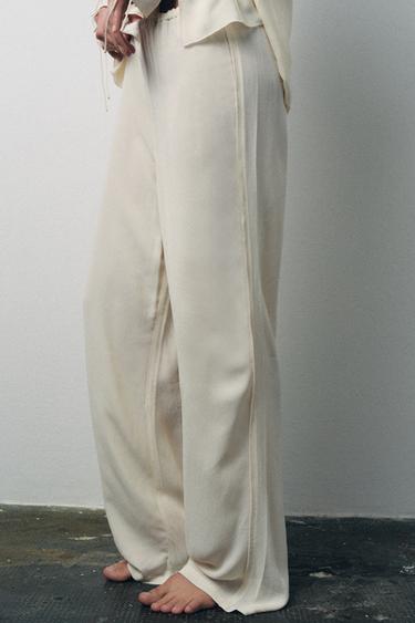 WIDE-LEG TROUSERS - Ecru by Zara - Image 1