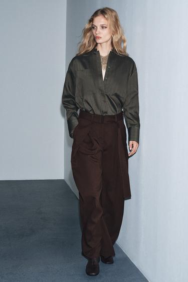 ZW COLLECTION DARTED CARGO TROUSERS - Brown by Zara