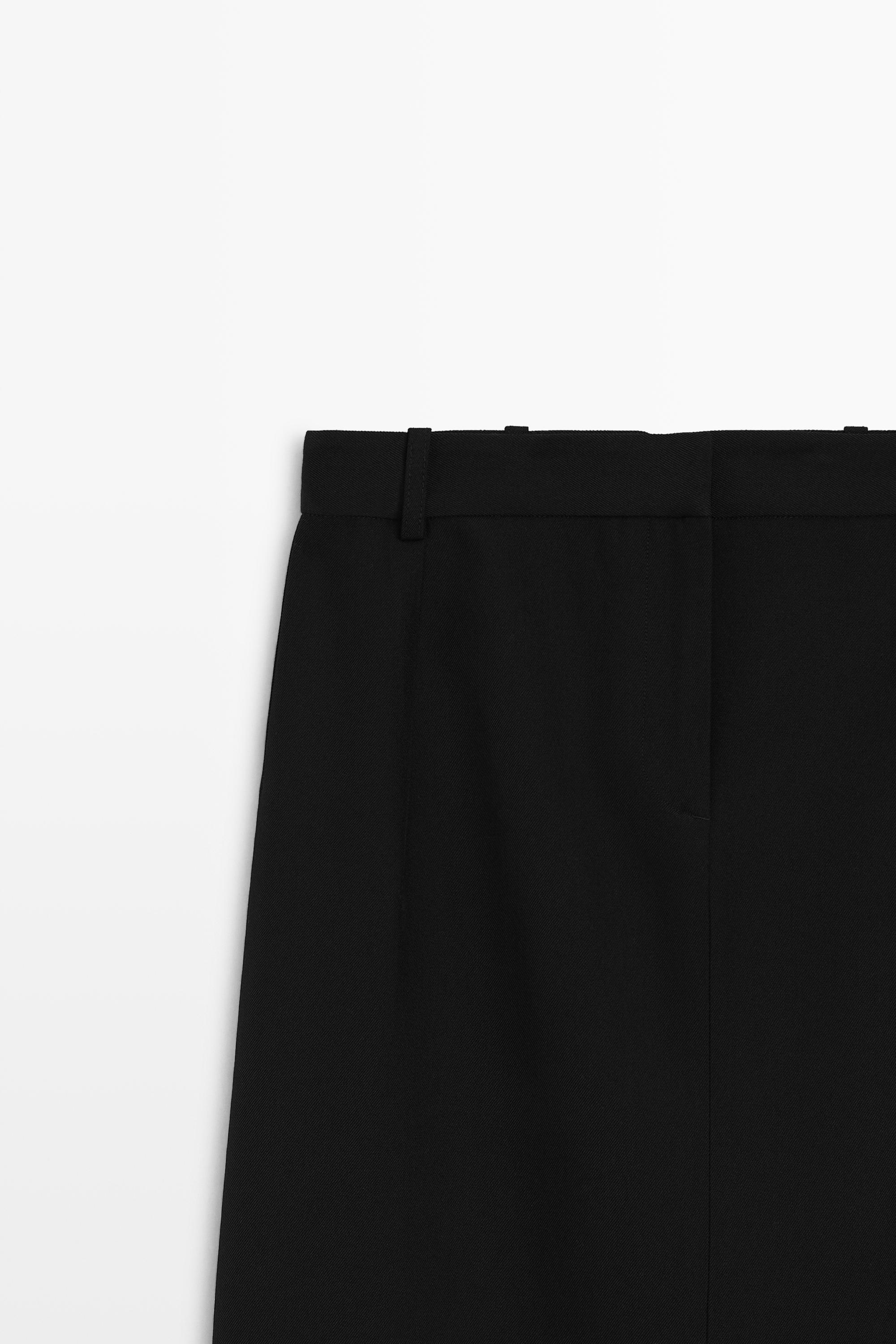 Straight wool blend midi skirt