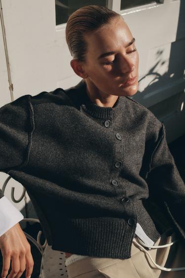 COMBINED CARDIGAN - Grey marl by Zara - Image 2