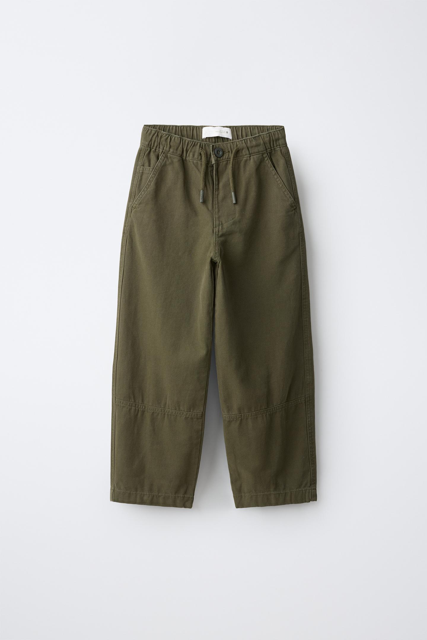 Детские брюки Zara Canvas Baggy, цвет: Тёмный хаки — фото 1
