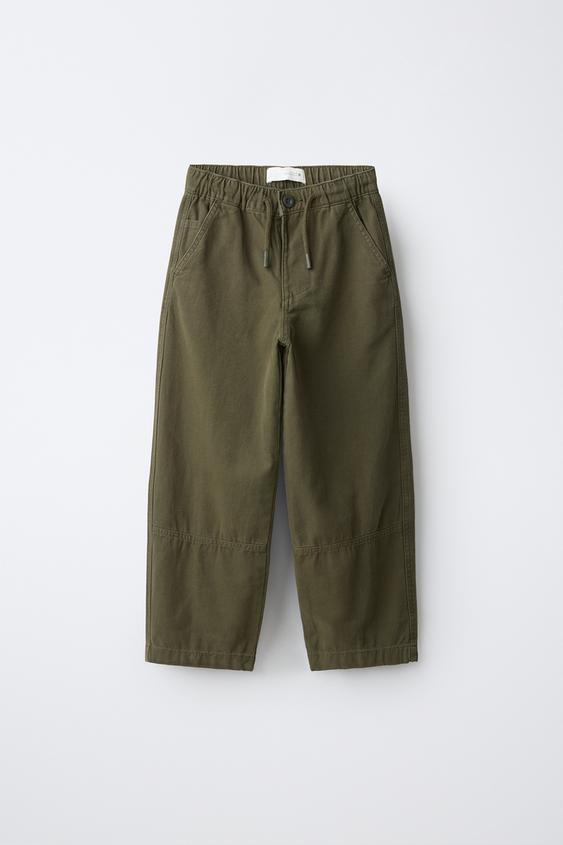 CANVAS BAGGY TROUSERS - dark khaki by Zara - Image 0