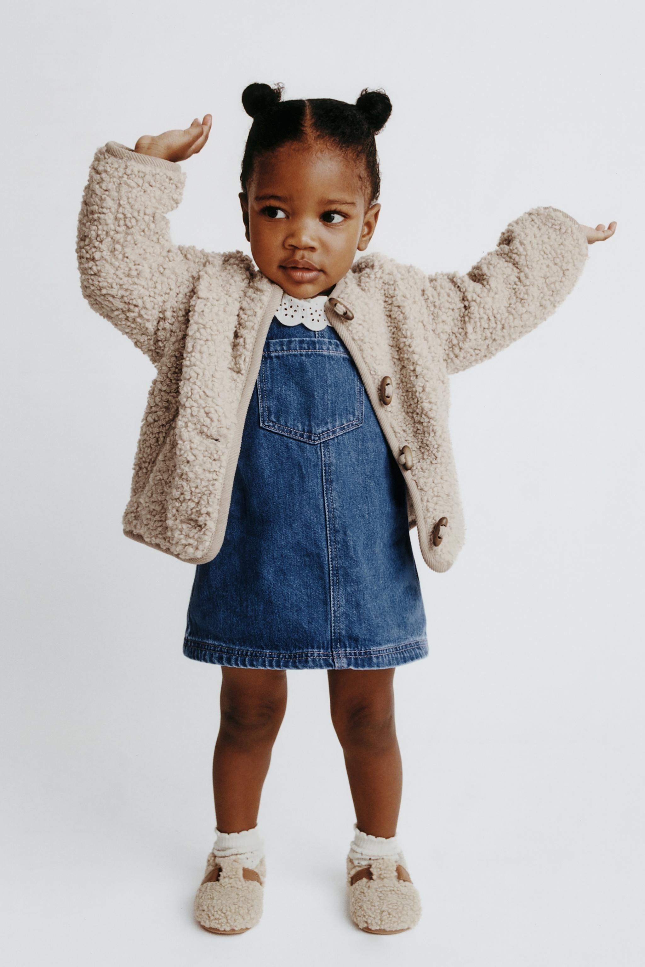 DENIM OVERALL DRESS WITH BLOOMERS