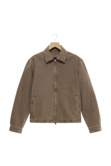 デニムジッパージャケットブラウン/モールZaraのデニムジッパージャケット - ブラウン/モール