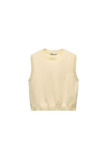 SLEEVELESS PLAIN KNIT TOP