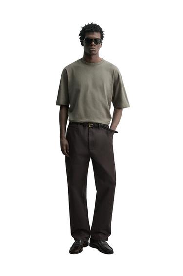 تيشرت BOXY FIT HEAVYWEIGHT - أخضر رمادي الخاص بـ Zara