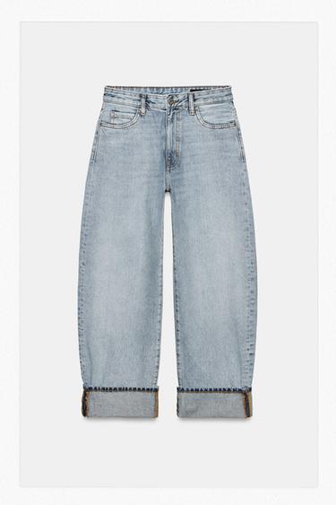 Zara ZW COLLECTION MID-RISE BALLOON JEANS - Blue