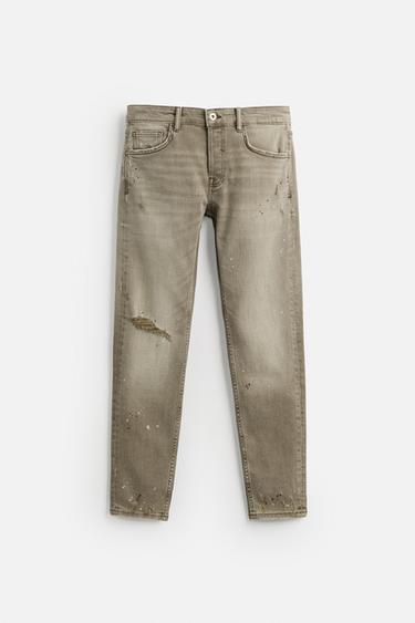 RIPPED SKINNY FIT JEANS - Brown by Zara