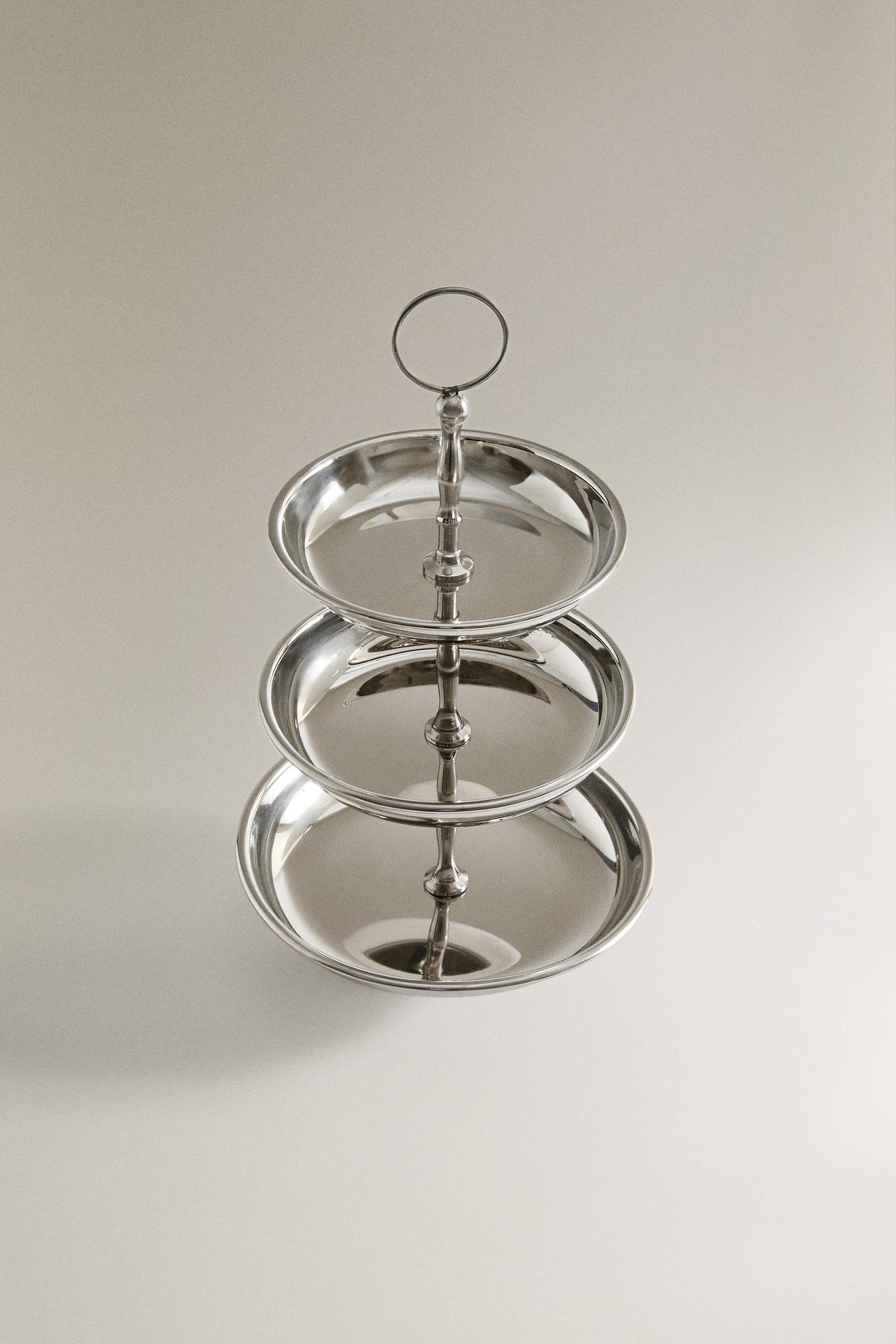 STEEL TIERED SERVING DISH — Steel