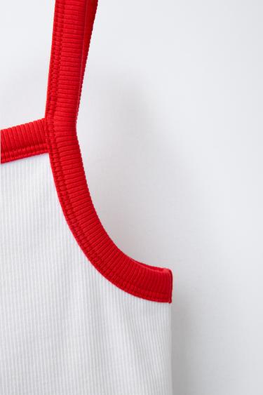 CHERRY CUT-OUT RIBBED TOP - White by Zara - Image 3