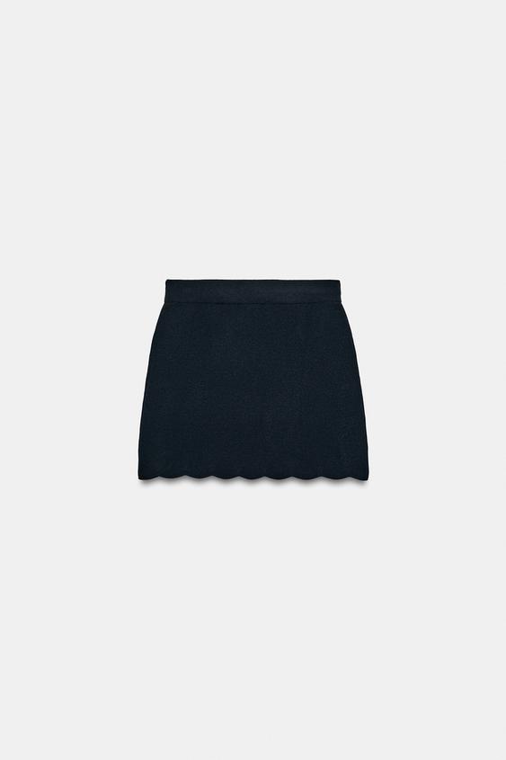 MINI JUPE EN MAILLE À ONDULATIONS - Bleu marine de Zara - Image 8