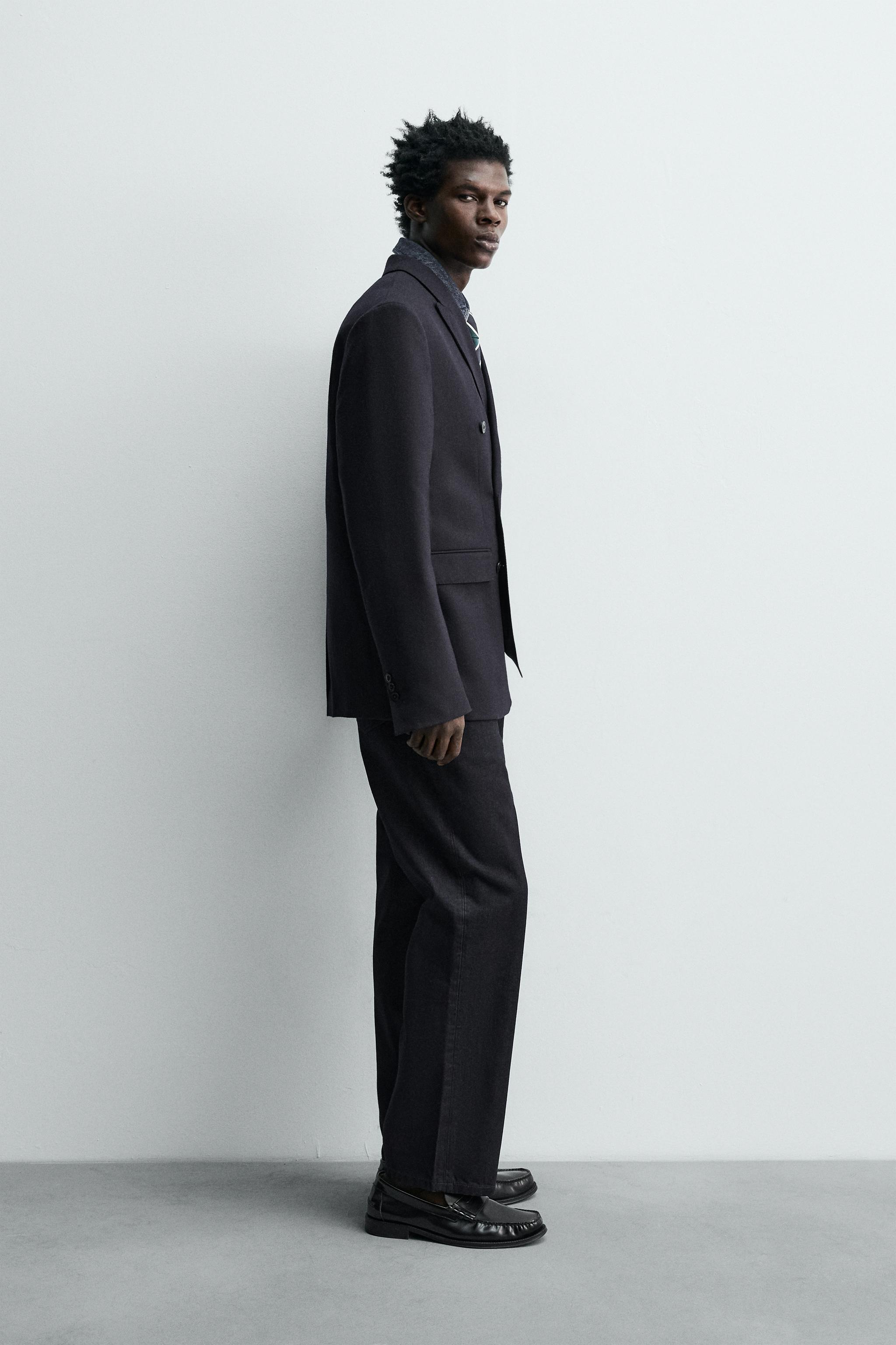 DOUBLE BREASTED 100% WOOL FLANNEL BLAZER