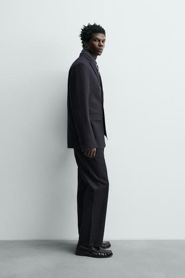 DOUBLE-BREASTED 100% WOOL FLANNEL BLAZER - Dark navy by Zara - Image 3