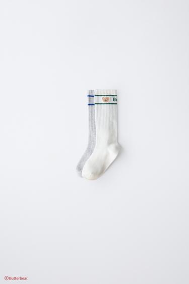 2-PACK OF BUTTERBEAR © LONG SOCKS - WHITE by Zara