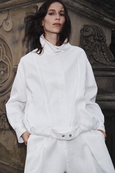 BOMBER 100 % LIN ZW COLLECTION - Blanc de Zara - Image 8