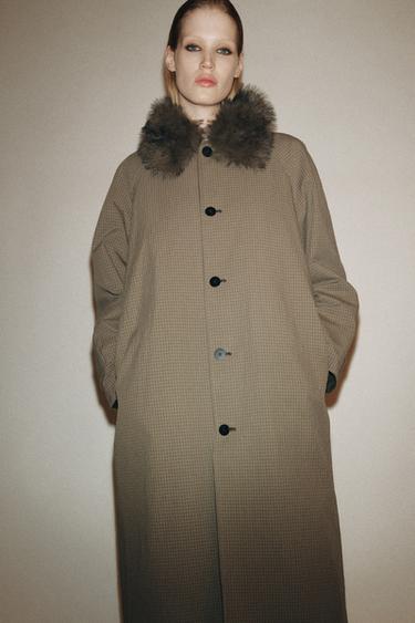 ZW COLLECTION REVERSIBLE TRENCH COAT WITH FAUX FUR COLLAR - Mid-green by Zara - Image 0