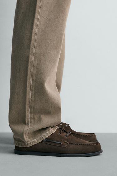 GIÀY THUYỀN DA CASUAL - Màu nâu từ Zara - Hình ảnh 0