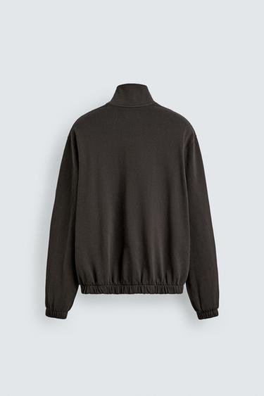 KNIT ZIP-UP SWEATSHIRT - Black / Brown by Zara