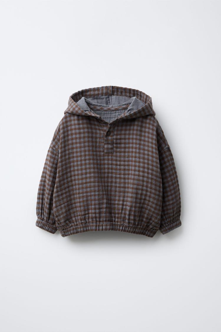 PLAID HOODED OVERSHIRT