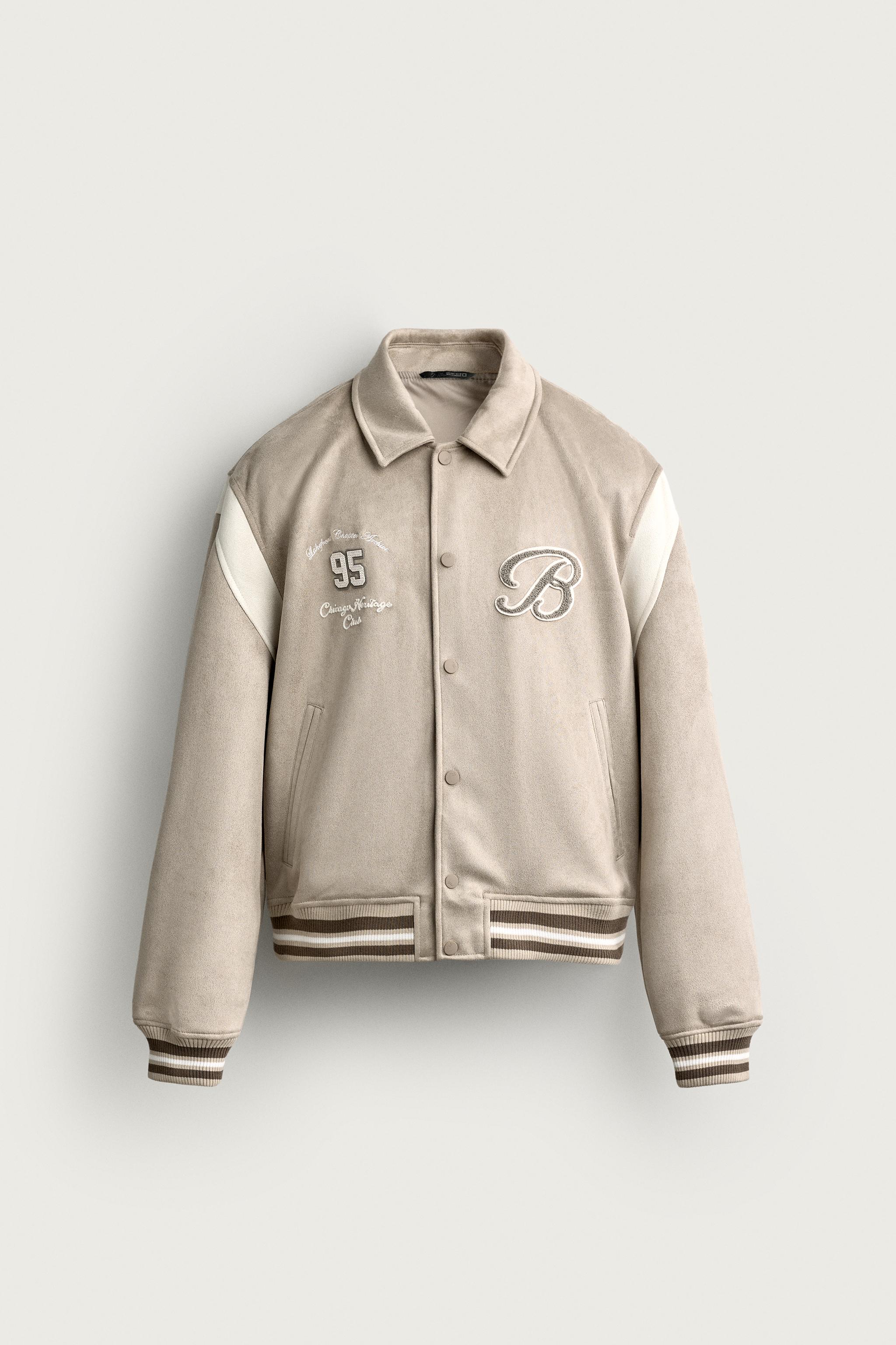 BLOUSON BOMBER EFFET DAIM À PIÈCES