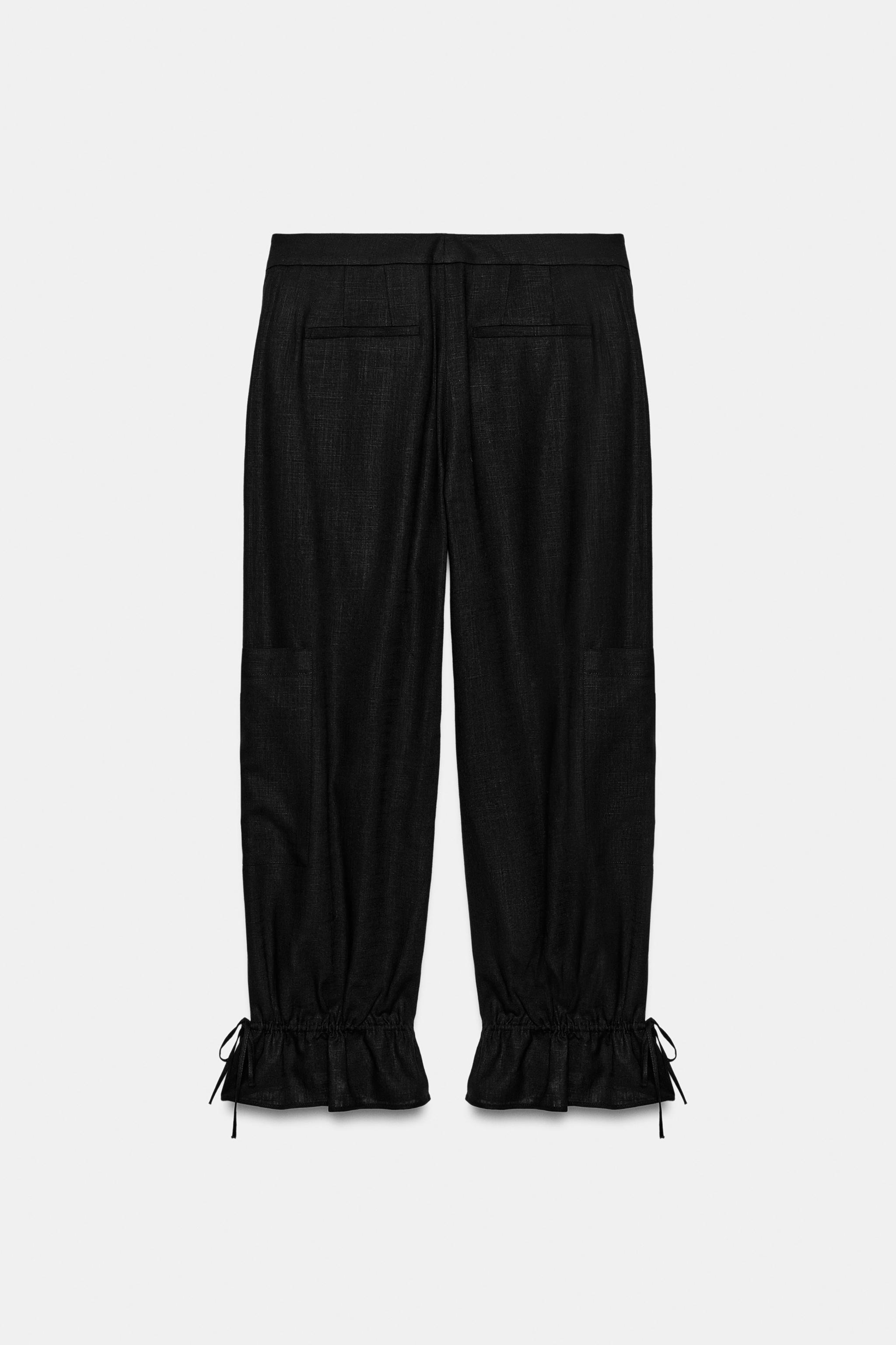 Женские брюки Zara ZW COLLECTION DRAWSTRING PARACHUTE PANTS — фото 7
