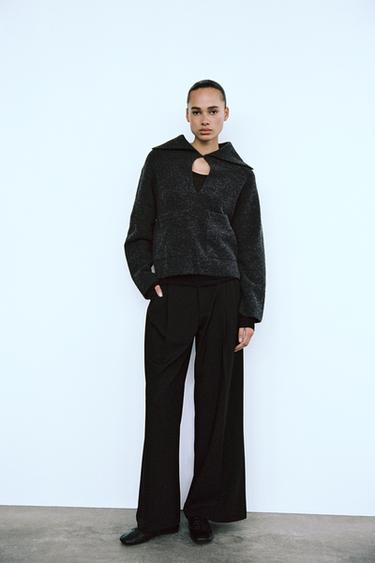 PLAIN KNIT SWEATER WITH PATCH POCKETS - Dark anthracite by Zara - Image 0