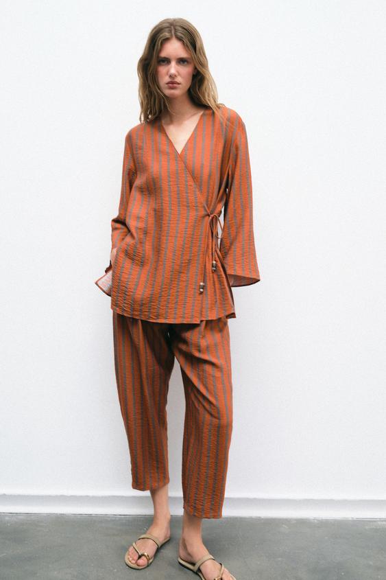 Zara chaqueta cruzada de rayas