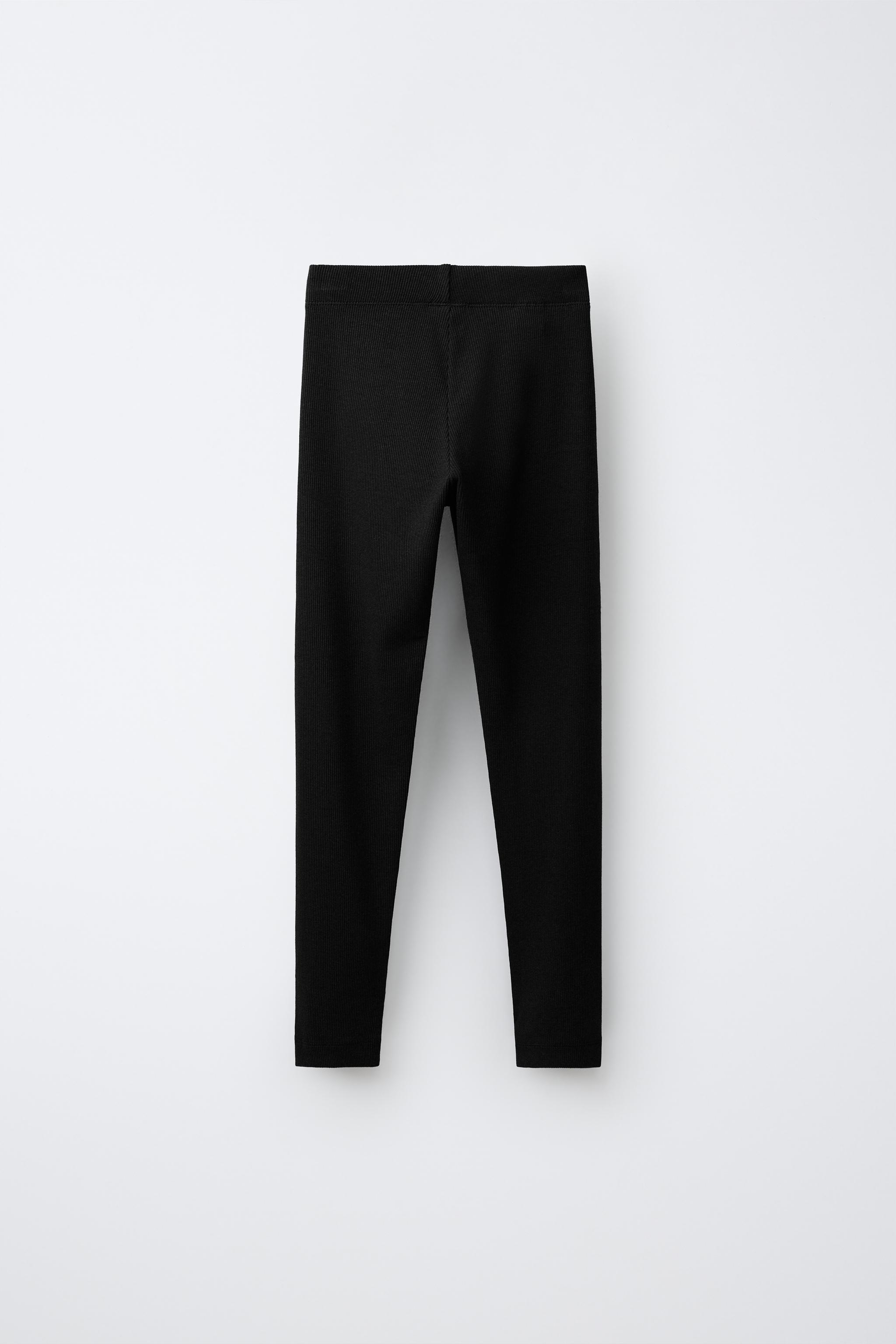 LABEL DETAIL RIBBED LEGGINGS