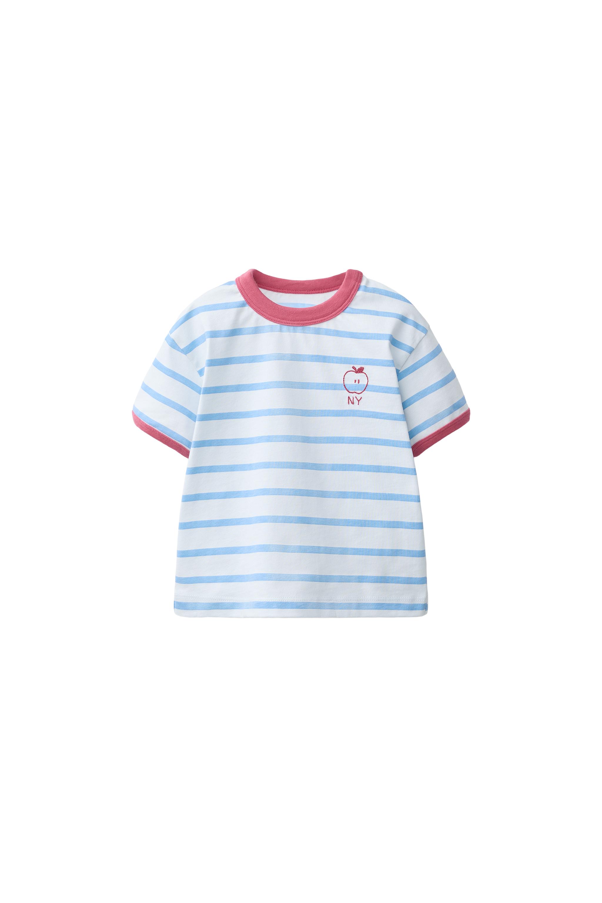 APPLE STRIPED T-SHIRT - Bluish | ZARA United States
